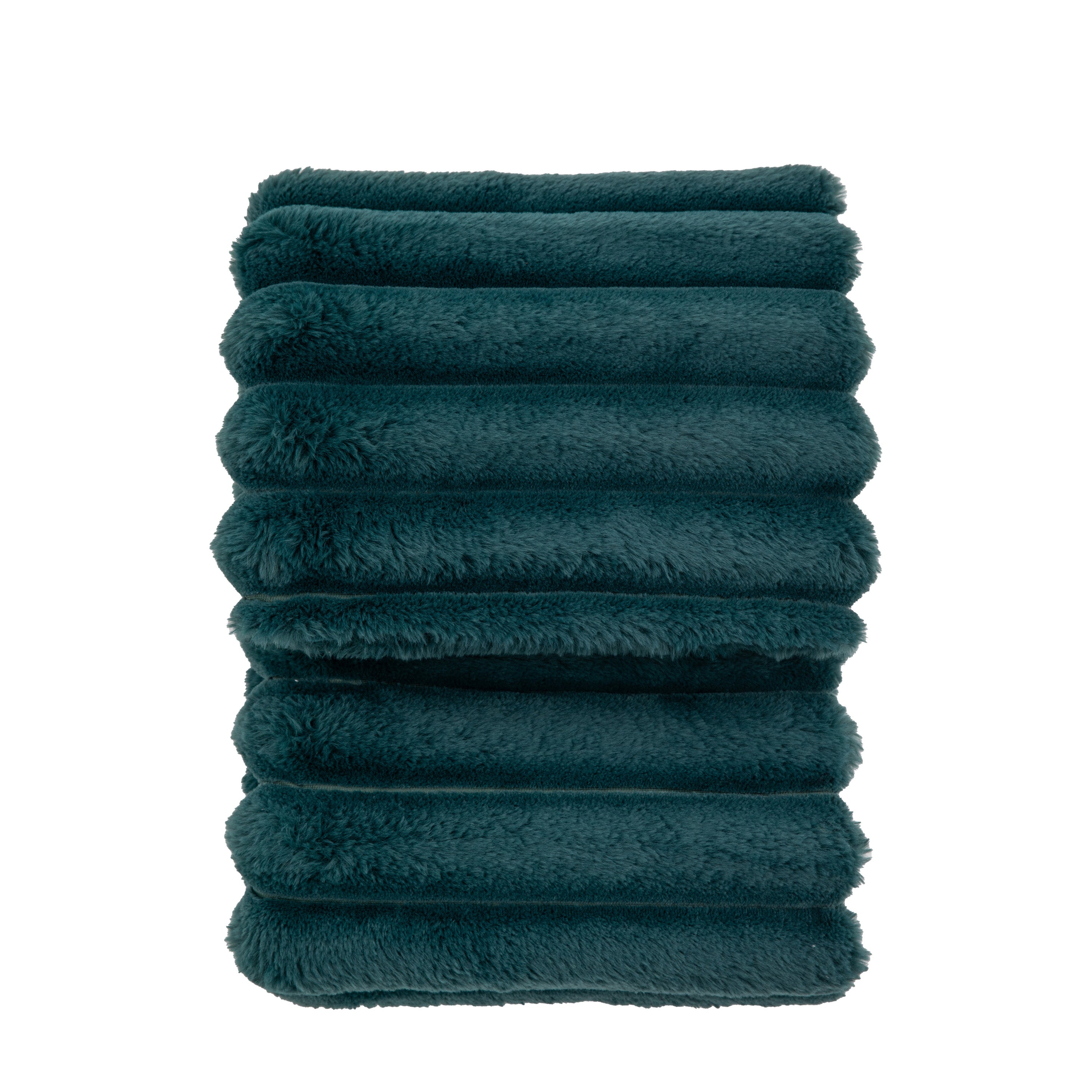 Ribbed Faux Fur Teal Blue Throw